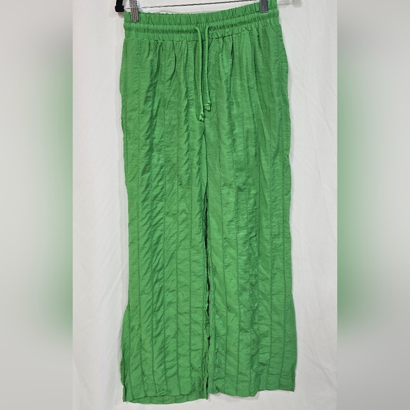 Jason Wu wide leg pants women S kelly green split hem lined pull on resort beach - Picture 2 of 8